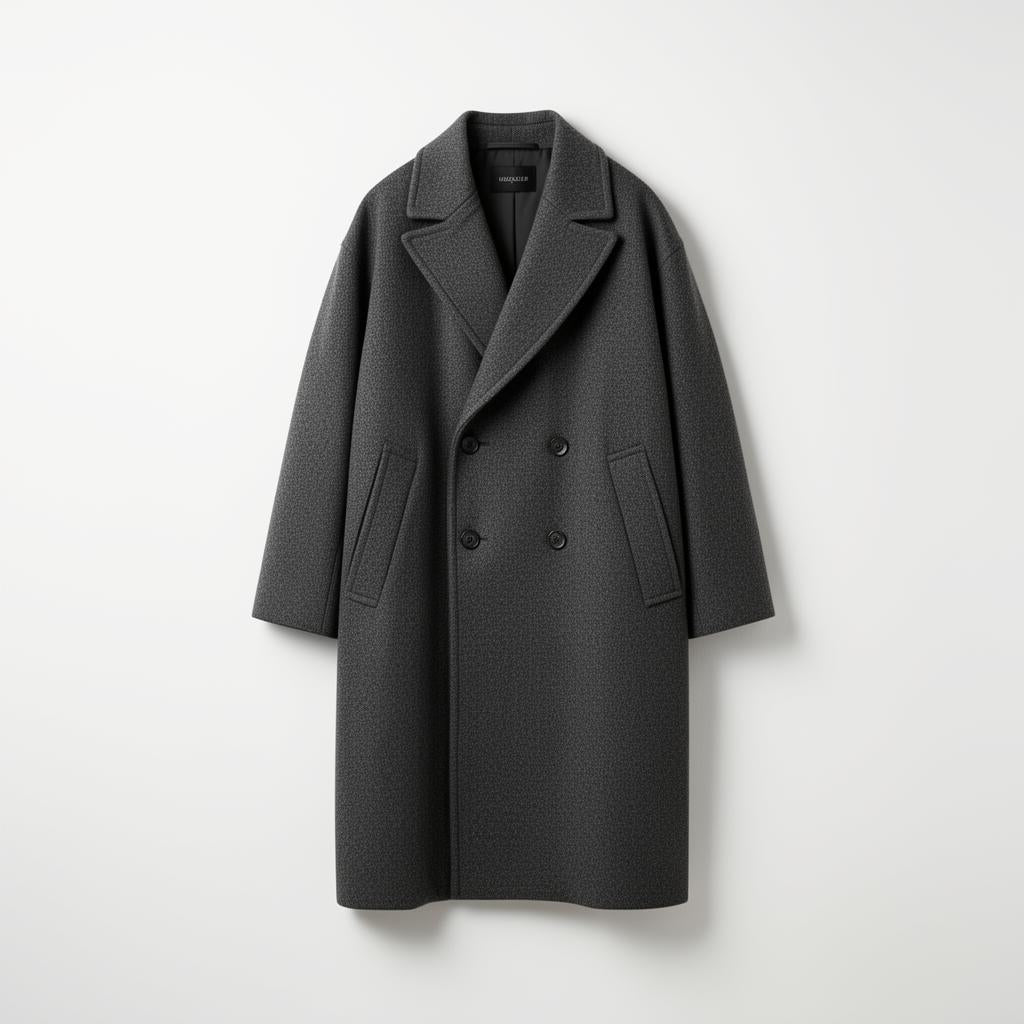 Oversized charcoal wool overcoat