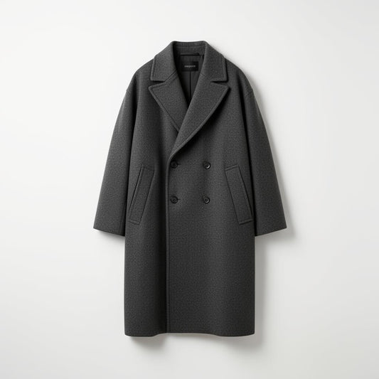 Oversized charcoal wool overcoat