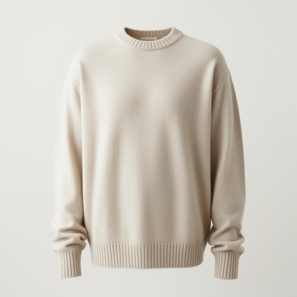 Cashmere crewneck sweater in oatmeal