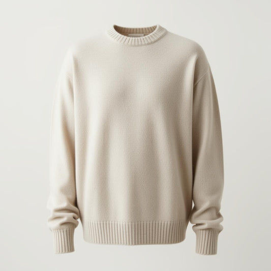 Cashmere crewneck sweater in oatmeal